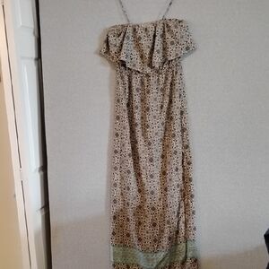 Forever 21 Strapless Black and Green Maxi Dress